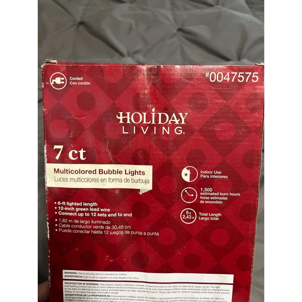 Holiday Living 7 Ct Multicolor Bubble Lights Christmas String Lights Tested Box